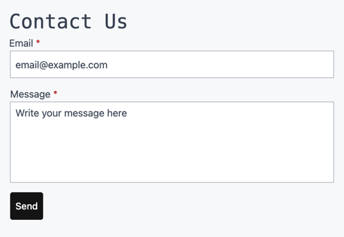 Final styled Contact Us form with Common Styling applied