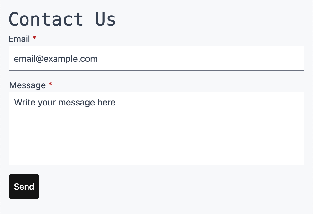 Styled Contact Us form using Common Styling