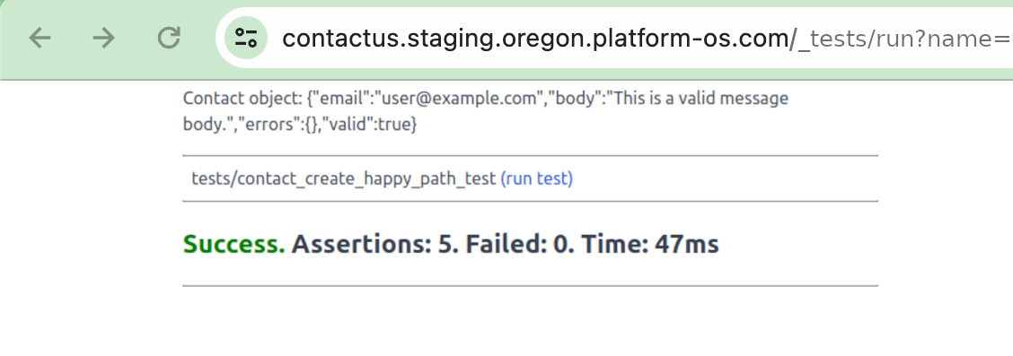 PlatformOS tests module GUI with happy path test