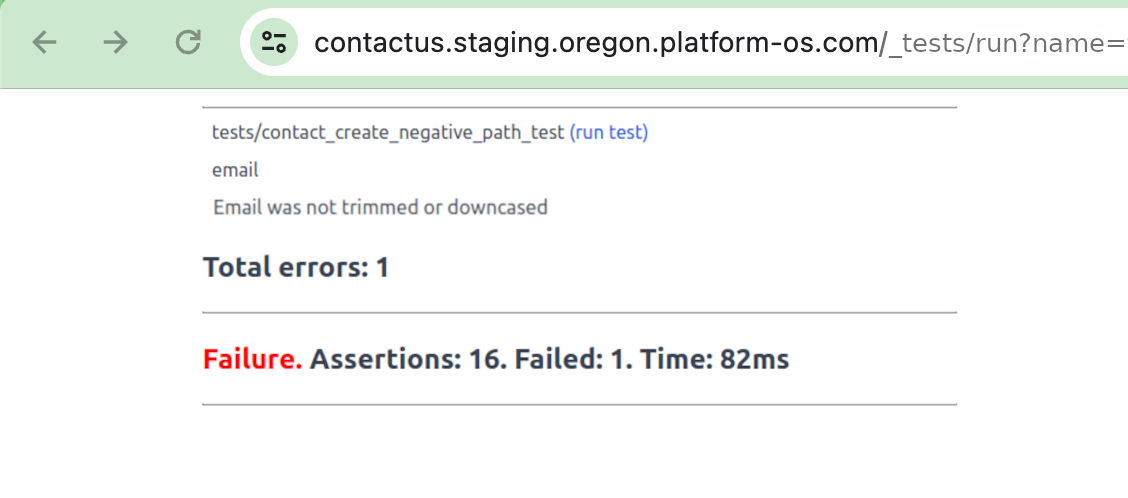 PlatformOS tests module GUI with negative path tests - failure