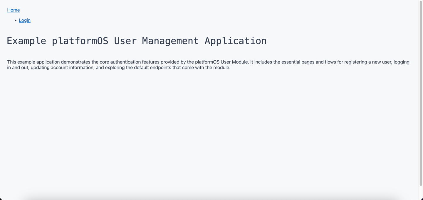 Navigation showing Home and Login button