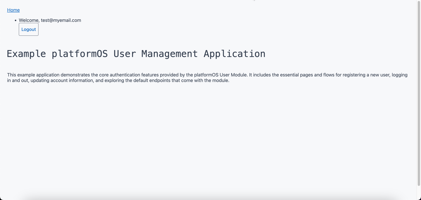 Navigation showing a welcome message and logout button