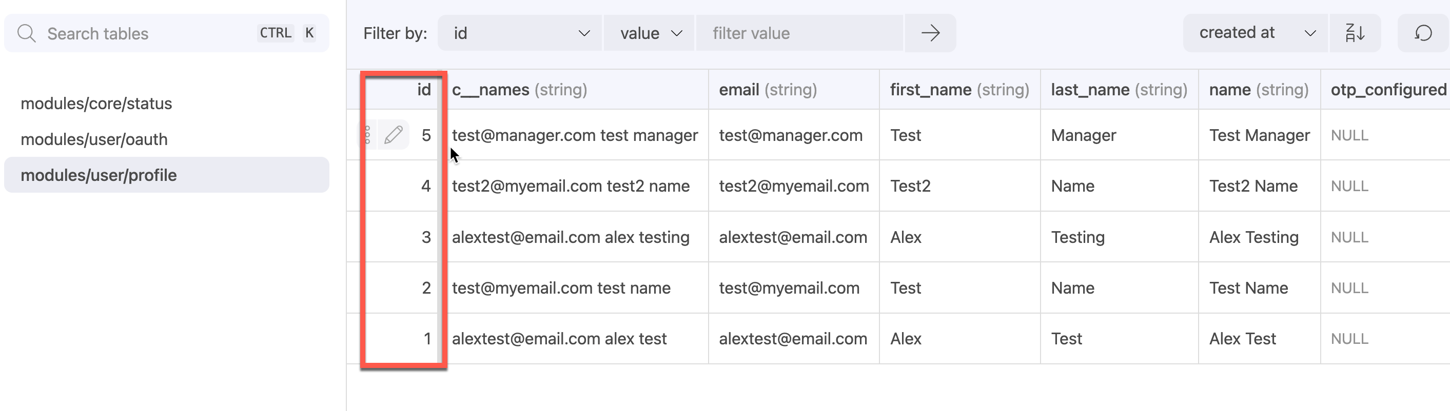 Viewing profile ID in GUI Serve