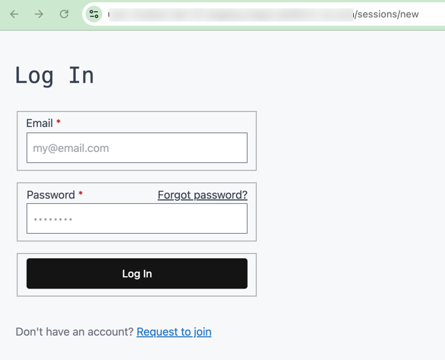 Login form provided by the User Module at /sessions/new